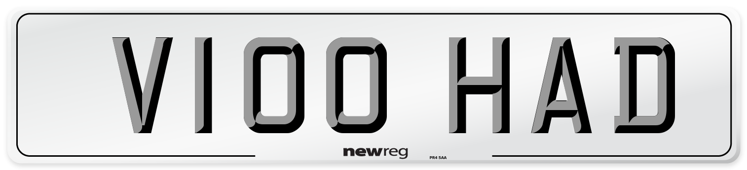 V100 HAD Number Plate from New Reg